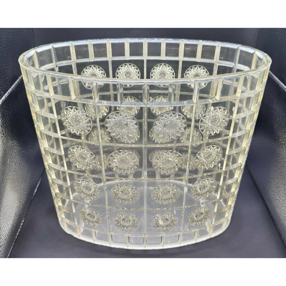 Vintage 1960S Acrylic Lucite Atomic Starburst MCM Clear Oval Trash Can Vanity